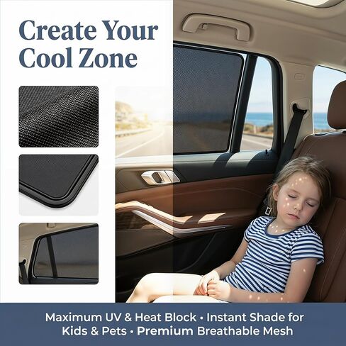 Car Window Sunshade Curtains - 4-Pack Car Privacy Curtains - 100% Blackout Window Cover and UV Protection - Magnetic Side ow Sunshades, Napping, Changing Clothes, Camping, Portable in Saudi Arabia