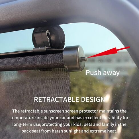 2 Pack Car Window Shades for Side Windows,Roller Vehicle Side Window Sun Protection Shade,Retractable Roller Sunshade Visor for Pet,Passengers,Sunshade w/Suction Cups,Clips in Saudi Arabia