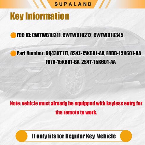 بديل SUPALAND Key Fob يناسب سيارة Ford Mustang Focus Explorer Expedition Taurus Escape Edge Thunderbird Lincoln Town Car 1999-2014 التحكم عن بعد للدخول بدون مفتاح CWTWB1U311 4 أزرار حمراء قطعتان in Kuwait