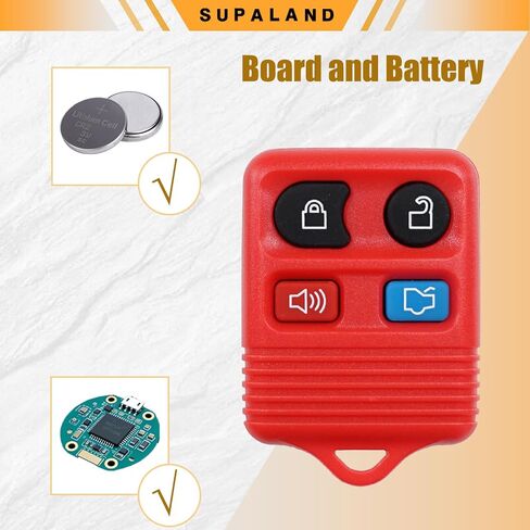 بديل SUPALAND Key Fob يناسب سيارة Ford Mustang Focus Explorer Expedition Taurus Escape Edge Thunderbird Lincoln Town Car 1999-2014 التحكم عن بعد للدخول بدون مفتاح CWTWB1U311 4 أزرار حمراء قطعتان in Kuwait