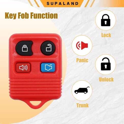 بديل SUPALAND Key Fob يناسب سيارة Ford Mustang Focus Explorer Expedition Taurus Escape Edge Thunderbird Lincoln Town Car 1999-2014 التحكم عن بعد للدخول بدون مفتاح CWTWB1U311 4 أزرار حمراء قطعتان in Kuwait