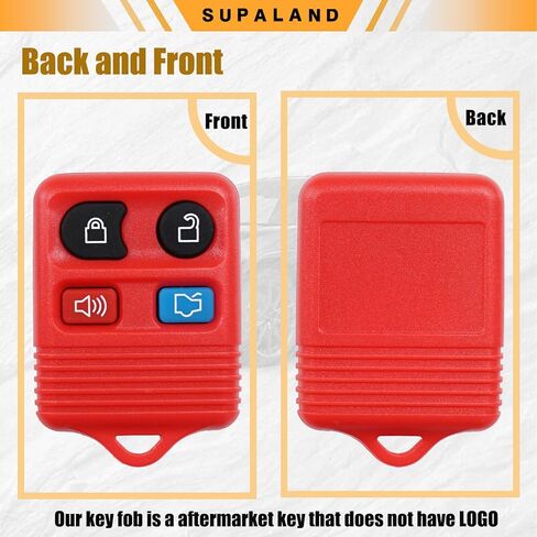 بديل SUPALAND Key Fob يناسب سيارة Ford Mustang Focus Explorer Expedition Taurus Escape Edge Thunderbird Lincoln Town Car 1999-2014 التحكم عن بعد للدخول بدون مفتاح CWTWB1U311 4 أزرار حمراء قطعتان in Kuwait