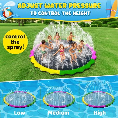 130" Extra Large Non-Slip Splash Pad for Kids & Dogs, 11FT Outdoor Water Sprinkler Pad, 0.5mm Thickened Tear-Resistant PVC, Kids Water Toy & Dog Pool for Backyard Family Fun in Saudi Arabia