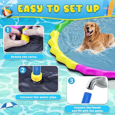 130" Extra Large Non-Slip Splash Pad for Kids & Dogs, 11FT Outdoor Water Sprinkler Pad, 0.5mm Thickened Tear-Resistant PVC, Kids Water Toy & Dog Pool for Backyard Family Fun in Saudi Arabia