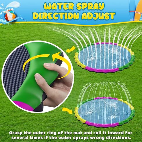130" Extra Large Non-Slip Splash Pad for Kids & Dogs, 11FT Outdoor Water Sprinkler Pad, 0.5mm Thickened Tear-Resistant PVC, Kids Water Toy & Dog Pool for Backyard Family Fun in Saudi Arabia
