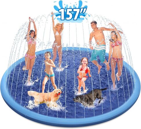 Raxurt Splash Pad for Kids and Dogs, 157'' Super Large Anti-Slip Splash Sprinkler Pad for Baby Toddler, Thicken Splash Pad Dog Pool Summer Outdoor Water Toys in Saudi Arabia