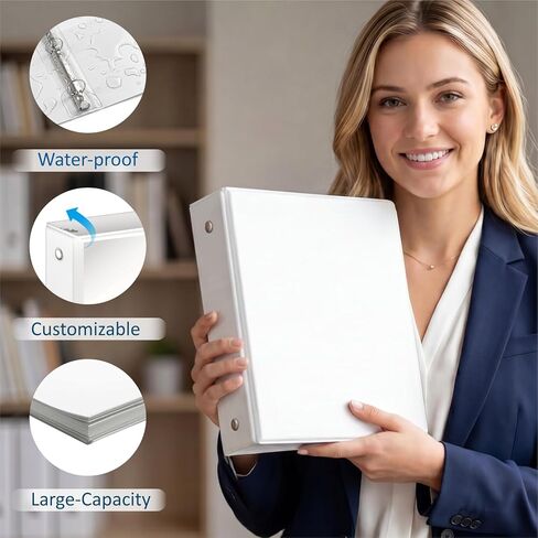 habgp 3 مجلدات حلقية، 2 حلقة دائرية 12 حزمة، تناسب ورق مقاس 8.5 × 11 بوصة، رؤية واضحة 2 جيب للأغطية القابلة للتخصيص، ثلاث حلقات لمستلزمات الأعمال المكتبية المدرسية، أبيض، 2 بوصة in Kuwait
