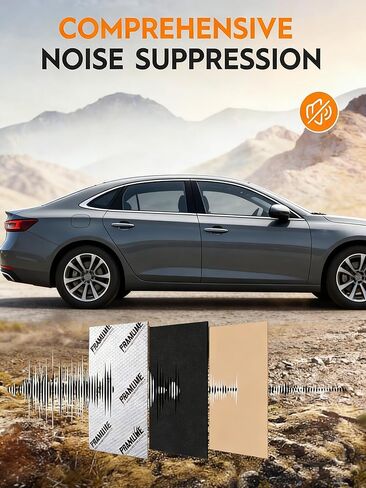 38 sqft Car Sound Deadening Mat, Butyl Automotive Sound Deadening Material, Heat Deadener & Noise Insulation for Cars, Vehicle Soundproofing & Vibration Dampening Material for Car Hood, Doors in Saudi Arabia