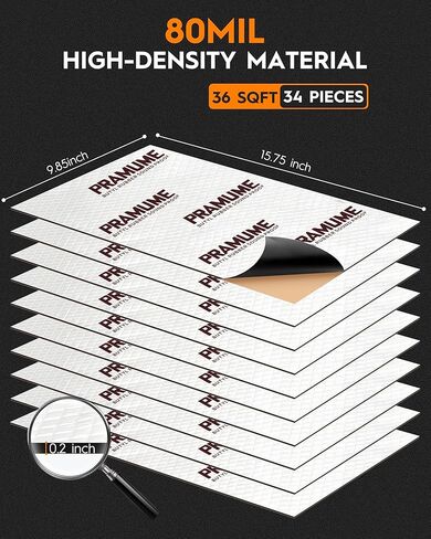 38 sqft Car Sound Deadening Mat, Butyl Automotive Sound Deadening Material, Heat Deadener & Noise Insulation for Cars, Vehicle Soundproofing & Vibration Dampening Material for Car Hood, Doors in Saudi Arabia