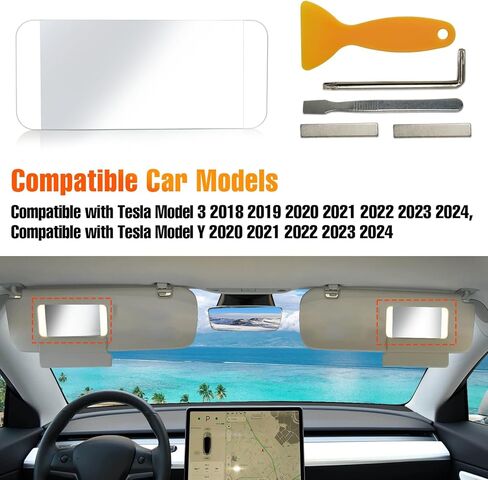Compatible with Tesla Model 3 Sun Visor Mirror Glass 2017-2024, 1 Pack for Model Y Sunvisor Vanity Mirror Glass Replacement 2020-2024 (Both Left Driver and Right Passenger Side) in Saudi Arabia