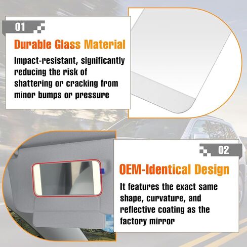 Compatible with Tesla Model 3 Sun Visor Mirror Glass 2017-2024, 1 Pack for Model Y Sunvisor Vanity Mirror Glass Replacement 2020-2024 (Both Left Driver and Right Passenger Side) in Saudi Arabia