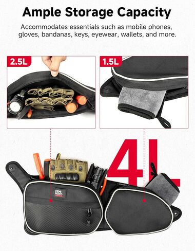 KEMIMOTO Front Door Storage Bags 2-Pack Compatible with Polaris RZR 900 Trail 50" / RZR 900 S 55", Side Door Storage Bags with Removable Knee Pad, 1680D Water-Resistant Oxford Fabric, 8L in Saudi Arabia