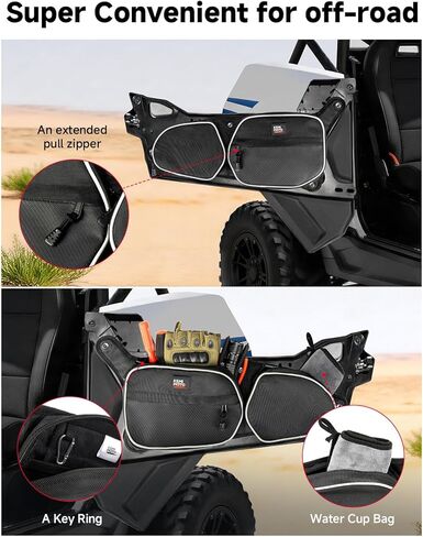 KEMIMOTO Front Door Storage Bags 2-Pack Compatible with Polaris RZR 900 Trail 50" / RZR 900 S 55", Side Door Storage Bags with Removable Knee Pad, 1680D Water-Resistant Oxford Fabric, 8L in Saudi Arabia