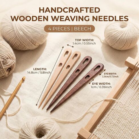 4Pcs Large Two-Eyed Nalbinding Needle, Wood Nalbinding Needle, Handmade Binding Tool for Knitting, Weaving, Tapestry, Sewing, Wool Yarn in Saudi Arabia