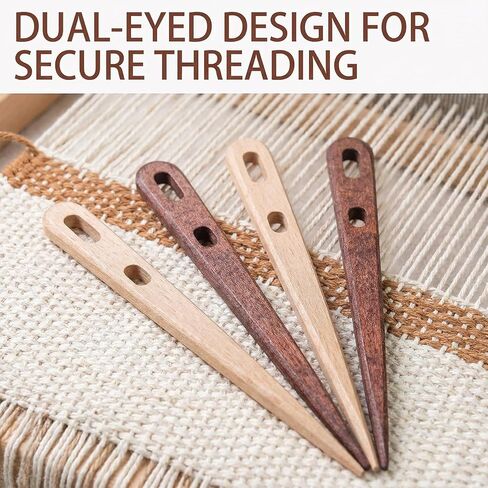 4Pcs Large Two-Eyed Nalbinding Needle, Wood Nalbinding Needle, Handmade Binding Tool for Knitting, Weaving, Tapestry, Sewing, Wool Yarn in Saudi Arabia