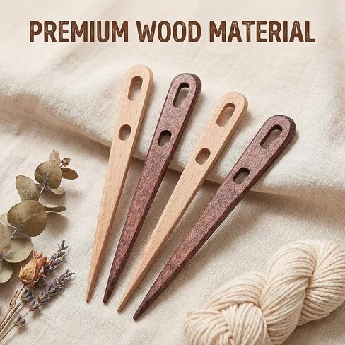 4Pcs Large Two-Eyed Nalbinding Needle, Wood Nalbinding Needle, Handmade Binding Tool for Knitting, Weaving, Tapestry, Sewing, Wool Yarn in Saudi Arabia