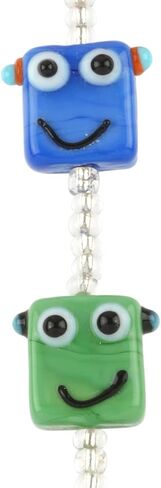 Bead Landing Multicolor Lampwork Glass Robot Beads – Handmade Beads with Spacer Beads for Jewelry Making, Crafts & Home Decor, 12 Pack in Saudi Arabia
