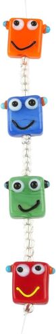 Bead Landing Multicolor Lampwork Glass Robot Beads – Handmade Beads with Spacer Beads for Jewelry Making, Crafts & Home Decor, 12 Pack in Saudi Arabia