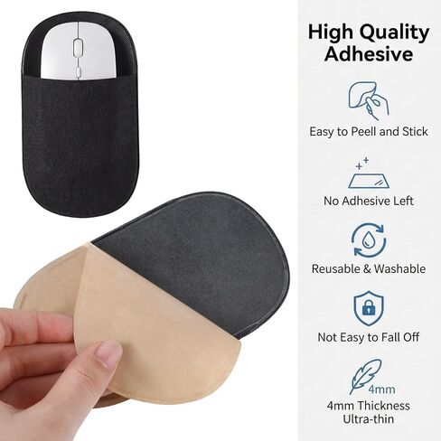 Universal Stick-On Mouse Pouch Stick-On Mouse Holder for Laptop for Wireless Mouses Reusable Adhesive Sleeve Adhesive Storage Pouch Compatible with Most Computers Tablets Mice for Computer Office Home in Saudi Arabia