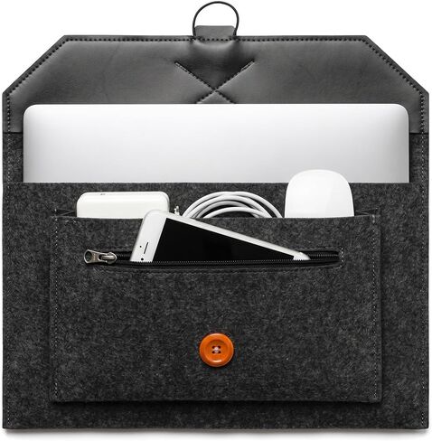15.6 Inch Portable Monitor Sleeve Case with Multi-Storage Organizer - Lightweight Felt Second Display Bag Compatible with All 15.6 Inch Portable Monitors - Dark Gray in Saudi Arabia