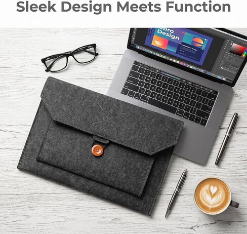 15.6 Inch Portable Monitor Sleeve Case with Multi-Storage Organizer - Lightweight Felt Second Display Bag Compatible with All 15.6 Inch Portable Monitors - Dark Gray in Saudi Arabia
