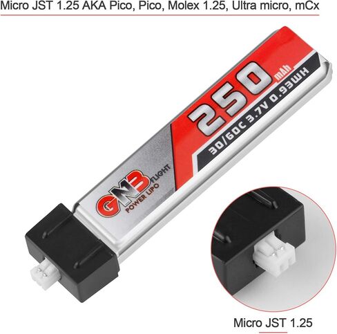 Crazepony 1S LiPo Battery, 4pcs 3.7V 250mAh 30C Blade Inductrix Battery Micro JST 1.25 Connector for Kingkong Tiny 6 Tiny Whoop FPV Racing Drone in Kuwait