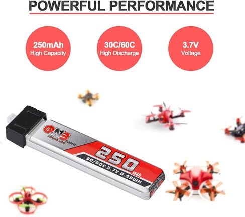 Crazepony 1S LiPo Battery, 4pcs 3.7V 250mAh 30C Blade Inductrix Battery Micro JST 1.25 Connector for Kingkong Tiny 6 Tiny Whoop FPV Racing Drone in Kuwait
