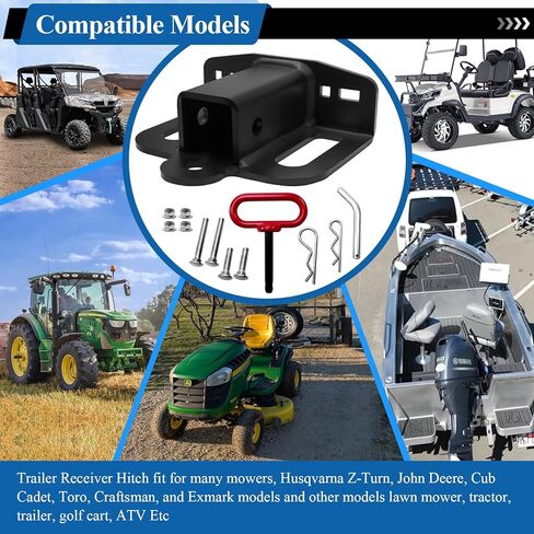 Zero Turn Lawn Mower Hitch with 2" Receiver Fits Many Models Lawn Mower, Tractor, Trailer, Golf Cart, ATV, with 2 Pcs Trailer Hitch Pin, 2 Pcs Clips, 4 Pcs Nuts & Carriage Bolts, 6mm Thicker in Saudi Arabia