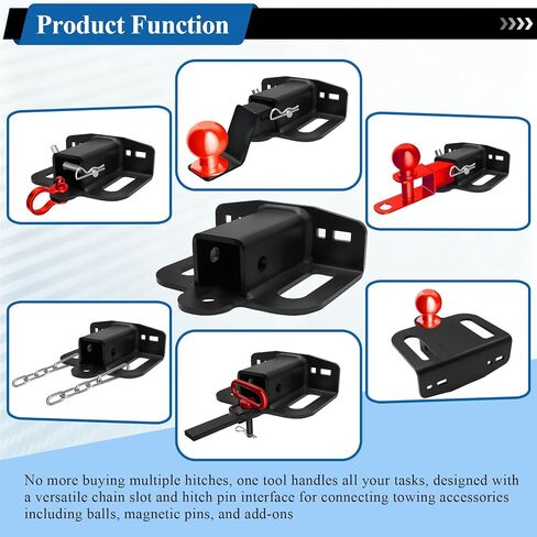 Zero Turn Lawn Mower Hitch with 2" Receiver Fits Many Models Lawn Mower, Tractor, Trailer, Golf Cart, ATV, with 2 Pcs Trailer Hitch Pin, 2 Pcs Clips, 4 Pcs Nuts & Carriage Bolts, 6mm Thicker in Saudi Arabia