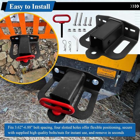 Zero Turn Lawn Mower Hitch with 2" Receiver Fits Many Models Lawn Mower, Tractor, Trailer, Golf Cart, ATV, with 2 Pcs Trailer Hitch Pin, 2 Pcs Clips, 4 Pcs Nuts & Carriage Bolts, 6mm Thicker in Saudi Arabia
