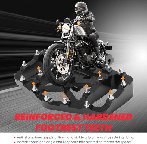 أوتاد قدم أمامية للدراجة النارية 2018-2025 Softail Rider Footpeg متوافقة مع Harley Davidson FXBB FXLR FXLRS FXLRST FXST FLSB FXBR FXBRS Sportster S RH1250S (أسود، عريض) in Kuwait