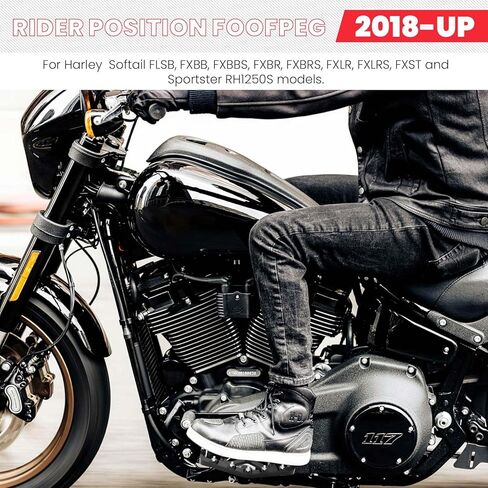 أوتاد قدم أمامية للدراجة النارية 2018-2025 Softail Rider Footpeg متوافقة مع Harley Davidson FXBB FXLR FXLRS FXLRST FXST FLSB FXBR FXBRS Sportster S RH1250S (أسود، عريض) in Kuwait