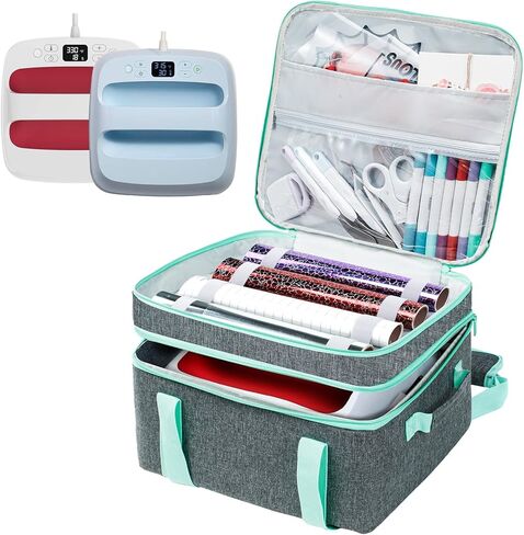 حقيبة حمل مزدوجة الطبقات متوافقة مع آلة الضغط الحراري Cricut EasyPress 2 مقاس 12 × 10 و9 × 9 بوصة، حقيبة الضغط السهلة بالضغط الحراري Htvrot مع جيب لملحقات Cricut، حصيرة الضغط السهلة Cricut in Saudi Arabia
