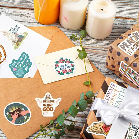HomSeon 200PCS Catholic Stickers, Religious Sacred Heart Stickers for Water Bottles Scrapbook Laptops, Bible Catholic Gifts for Women Saints Adults, Virgin Mary Cross Jesus in Saudi Arabia