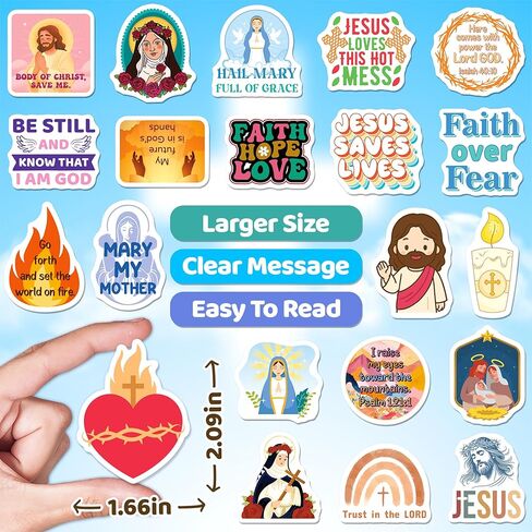 HomSeon 200PCS Catholic Stickers, Religious Sacred Heart Stickers for Water Bottles Scrapbook Laptops, Bible Catholic Gifts for Women Saints Adults, Virgin Mary Cross Jesus in Saudi Arabia