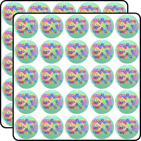 Flower Power 1" 50 Pack Scrapbooking Stickers Waterproof Vinyl Decals for Water Bottle Laptop Phone Case in Kuwait