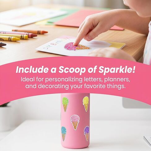500 Pcs Summer Ice Cream Stickers Waterproof Self-Adhesive Laser Cone Decals for Gift Envelopes Bottles Journals Birthday Holiday Decor in Saudi Arabia