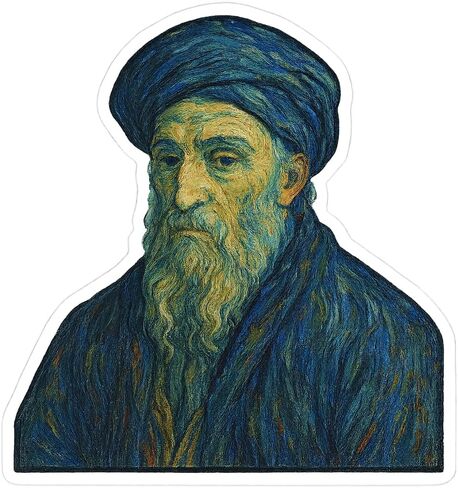 (3 Pack) Nachmanides Post-Impressionist Gogh Style Sticker (3" x 3.25") in Kuwait