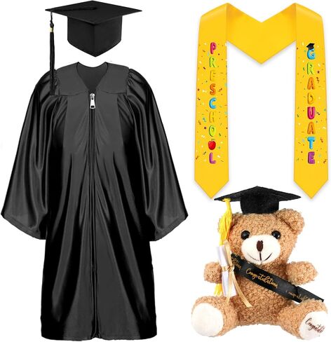 Unittype 4 Pcs Preschool Graduation Gown Cap with Tassel Graduation Stole Stuff Plush Bear Set for Kids Graduation Gifts in Saudi Arabia