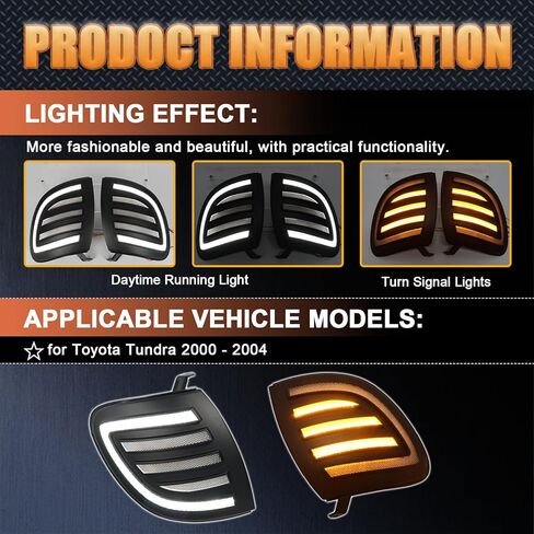LED Front Headlight LED Side Marker Lights Amber Turn Signal Lamp Kit for Toyota Tundra 2000 2001 2002 2003 2004 |OEM 81510-0C010 | 81520-0C010, Side Bumper Marker Lamps,2pcs in Kuwait