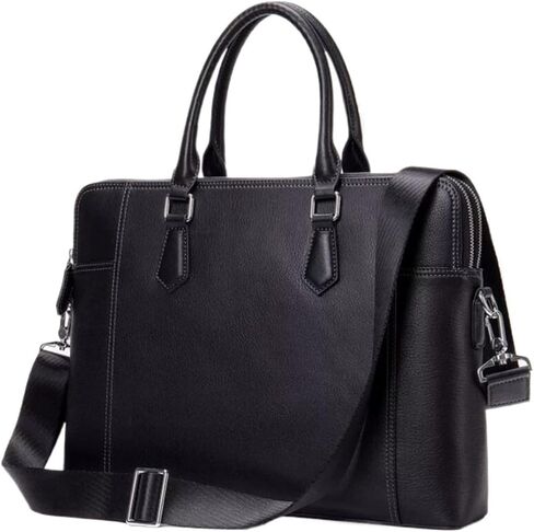 work bag Black Leather Slim Briefcase for Men Women Laptop Business Messenger Crossbody Shouder Bag Office Work Brief in Kuwait