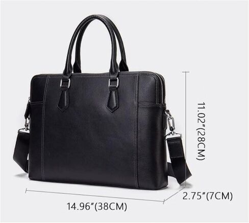 work bag Black Leather Slim Briefcase for Men Women Laptop Business Messenger Crossbody Shouder Bag Office Work Brief in Kuwait