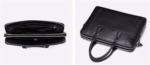 work bag Black Leather Slim Briefcase for Men Women Laptop Business Messenger Crossbody Shouder Bag Office Work Brief in Kuwait