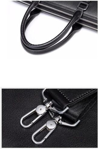 work bag Black Leather Slim Briefcase for Men Women Laptop Business Messenger Crossbody Shouder Bag Office Work Brief in Kuwait