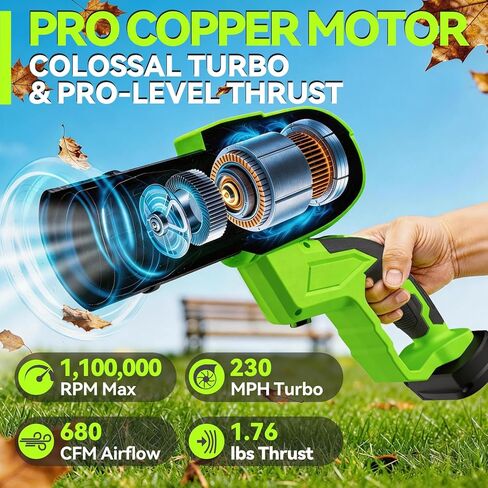 Leaf Blower Cordless with Battery and Charger, Cordless Leaf Blower with Rotatable Body, 2-Pack 20V Batteries, 6-Speed, Shoulder Strap; Handheld Blower for Lawn Care, Car, Patio, Dust in Kuwait