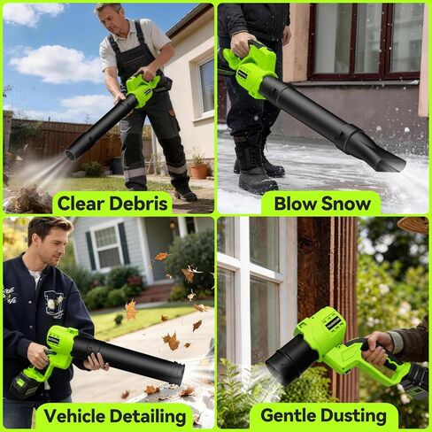 Leaf Blower Cordless with Battery and Charger, Cordless Leaf Blower with Rotatable Body, 2-Pack 20V Batteries, 6-Speed, Shoulder Strap; Handheld Blower for Lawn Care, Car, Patio, Dust in Kuwait