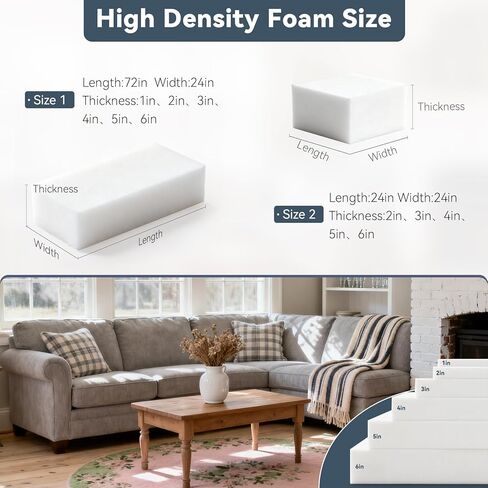 mudilun 72×24×1Inch Upholstery Foam High Density Foam Strong Support Seat Foam for Couch Cushion Replacement Furniture Cushions Car Cushions DIY Projects (1, 72 * 24 * 5) in Saudi Arabia