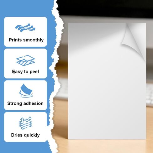 40 Sheets Full Sheets Sticker Paper, 8.5 x 11 Inches, Compatible with Laser & Inkjet Printers, Full Sheet Address Labels & Shipping Labels in Saudi Arabia