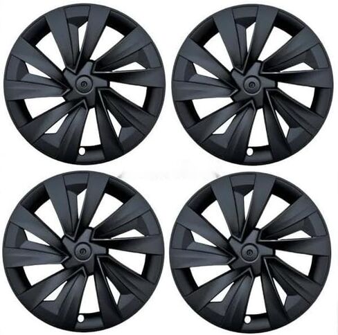 （4PCS） Wheel Cover for Tesla Model Y Juniper 19 Inch 2025 Car Replacement Wheel Cover Automobile Hub Cap Full Rim Car Accessories (4PCS Sliver Black) in Saudi Arabia