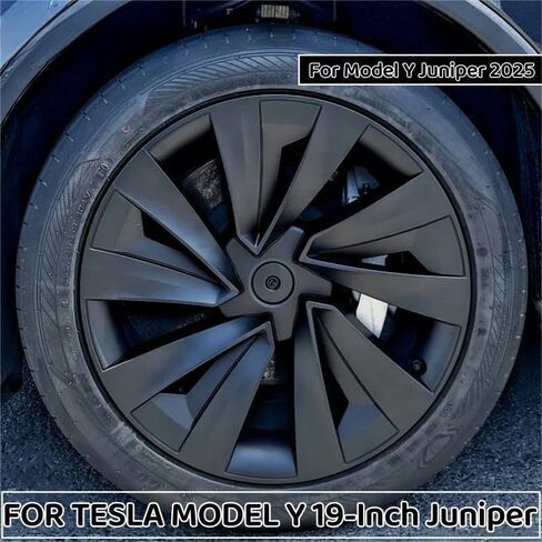 (4 قطع) غطاء عجلة لسيارة Tesla Model Y Juniper 19 بوصة 2025 غطاء عجلة بديل للسيارة غطاء محور السيارة كامل الحافة ملحقات السيارة (4 قطع أسود فضي) in Kuwait